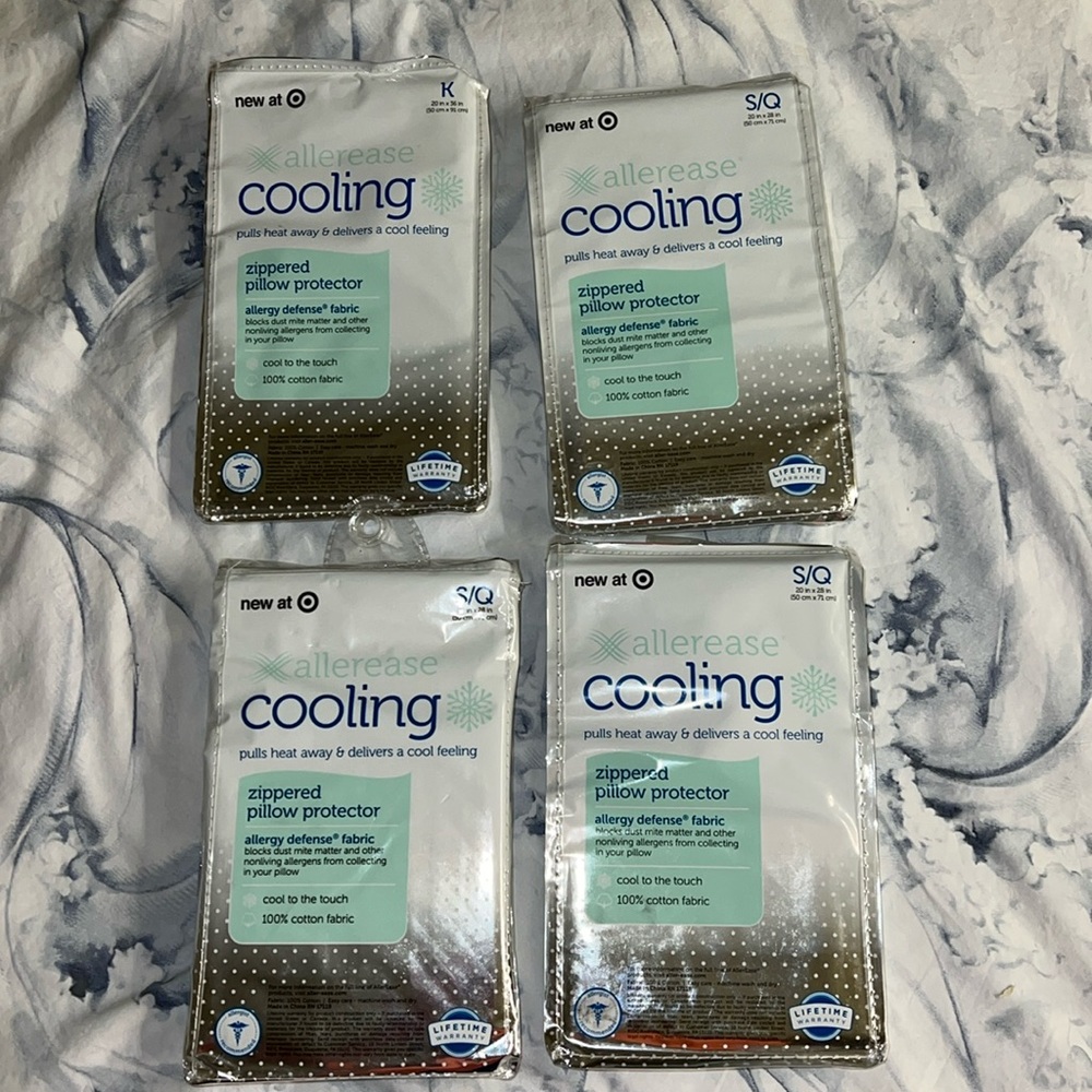 NIP set of 4 Allerease Cooling Zippered Pillow Protector 
20”x 28” S/Q